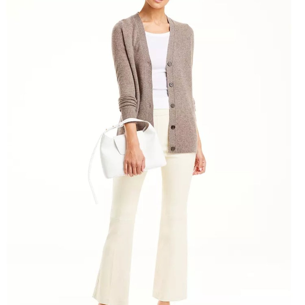 C by Bloomingdale's Cashmere Grandfather Cardigan-100% Cashmere-wheat-NWT
